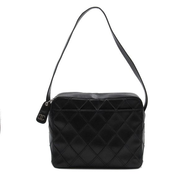Chanel Shoulder Bag Lambskin Sheep Leather Black - Picture 1 of 6